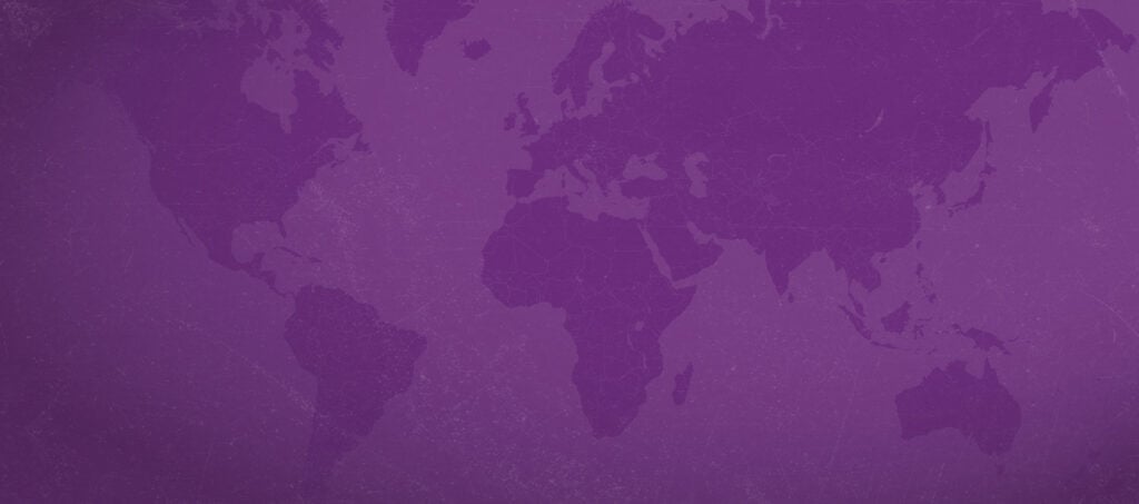 Ranglijst Christenvervolging wereldkaart paars